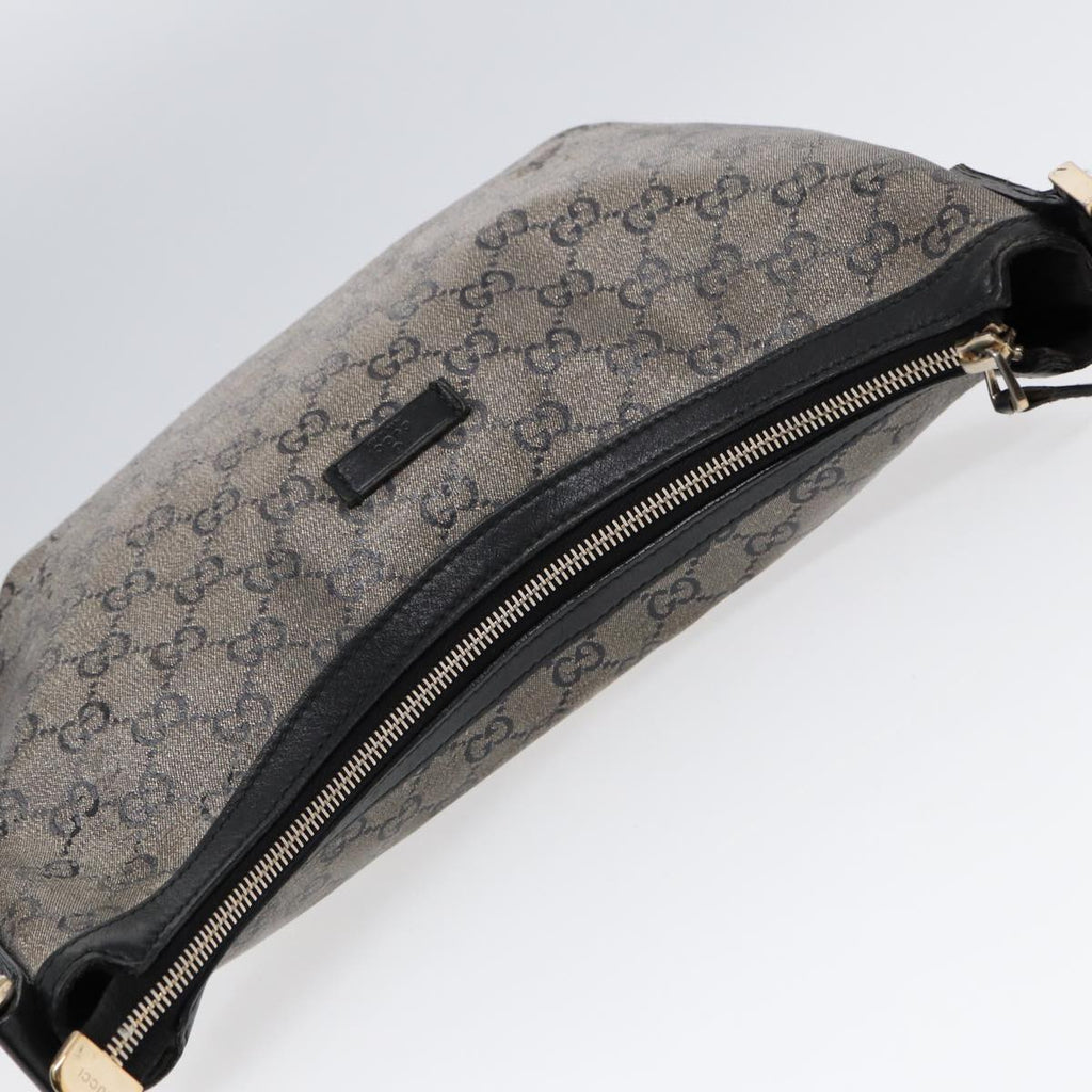 GUCCI GG Crystal Shoulder Bag Coated Canvas Silver Black 181092 87343