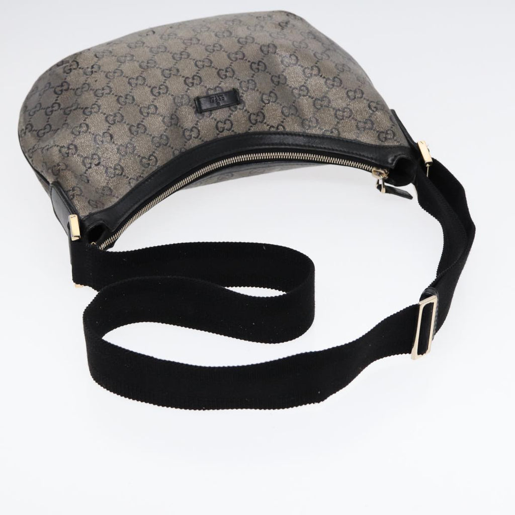 GUCCI GG Crystal Shoulder Bag Coated Canvas Silver Black 181092 87343