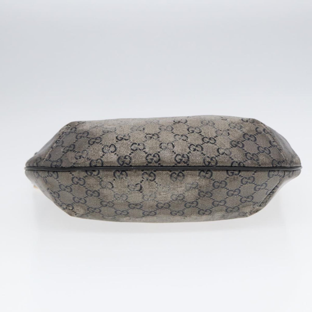 GUCCI GG Crystal Shoulder Bag Coated Canvas Silver Black 181092 87343