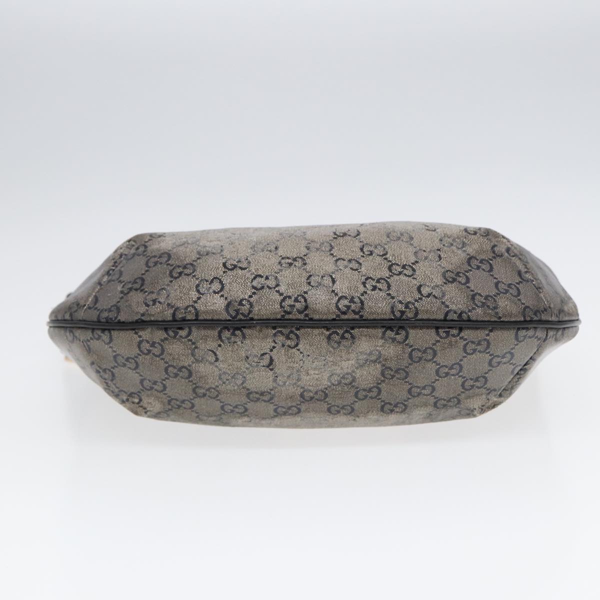 GUCCI GG Crystal Shoulder Bag Coated Canvas Silver Black 181092 87343