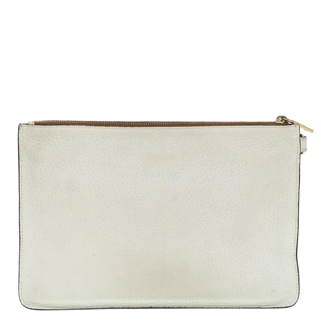 FENDI FILA Collaboration Clutch Bag Leather Beige Gold 87366