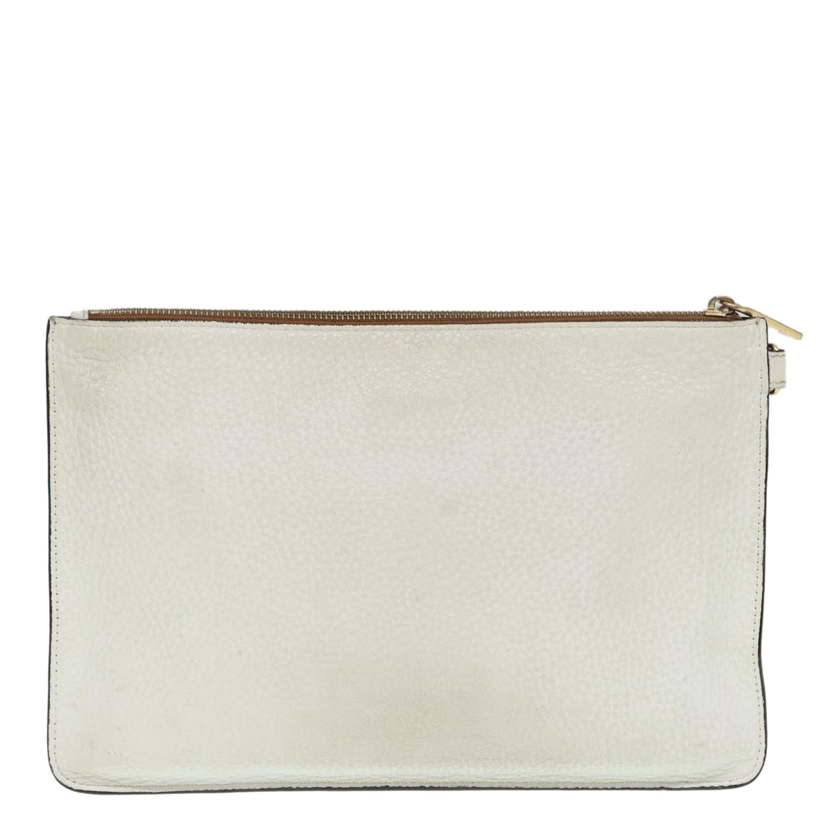 FENDI FILA Collaboration Clutch Bag Leather Beige Gold 87366