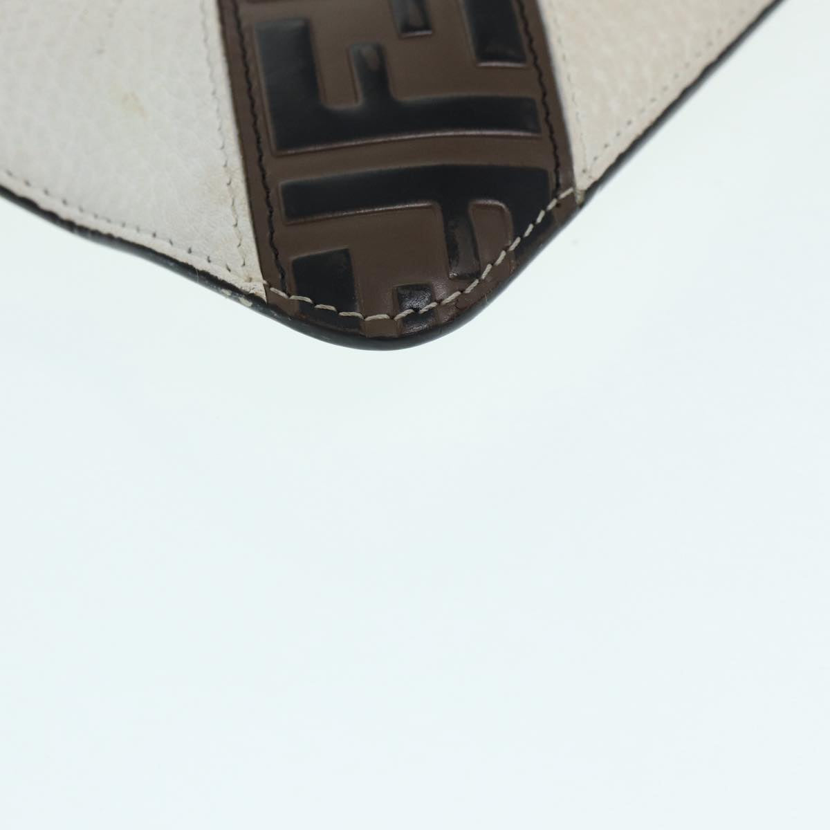 FENDI FILA Collaboration Clutch Bag Leather Beige Gold 87366