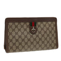GUCCI GG Supreme Web Sherry Line Clutch Bag PVC Beige Red Green 87385