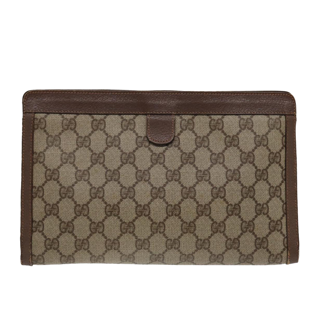 GUCCI GG Supreme Web Sherry Line Clutch Bag PVC Beige Red Green 87385