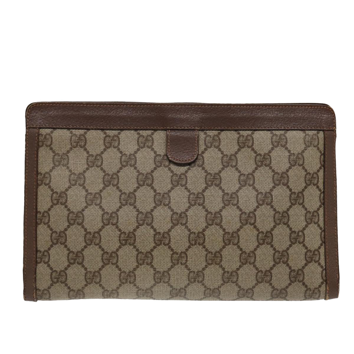 GUCCI GG Supreme Web Sherry Line Clutch Bag PVC Beige Red Green 87385