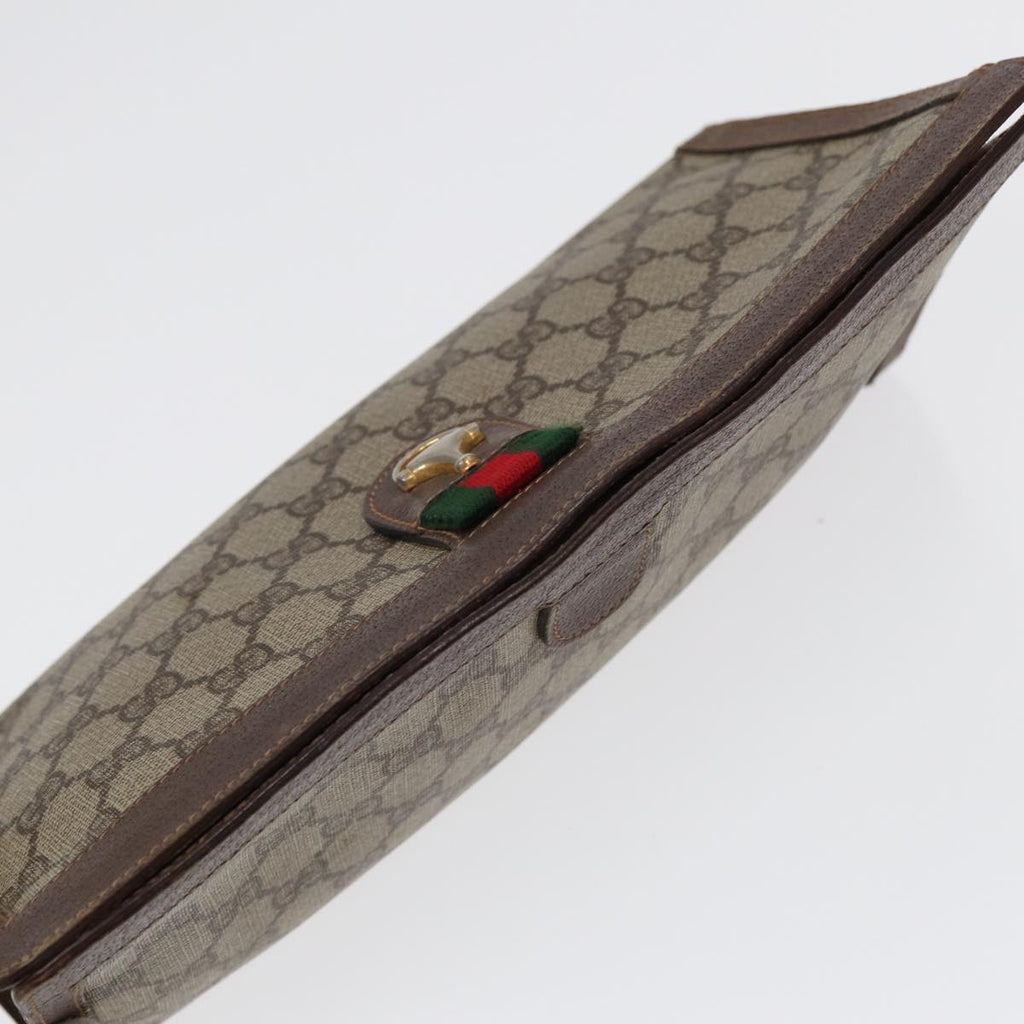 GUCCI GG Supreme Web Sherry Line Clutch Bag PVC Beige Red Green 87385