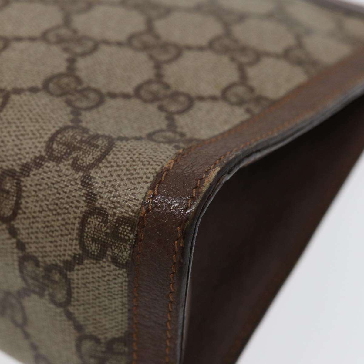 GUCCI GG Supreme Web Sherry Line Clutch Bag PVC Beige Red Green 87385