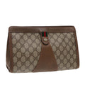 GUCCI GG Supreme Web Sherry Line Clutch Bag PVC Beige Red 89 01 033 87397
