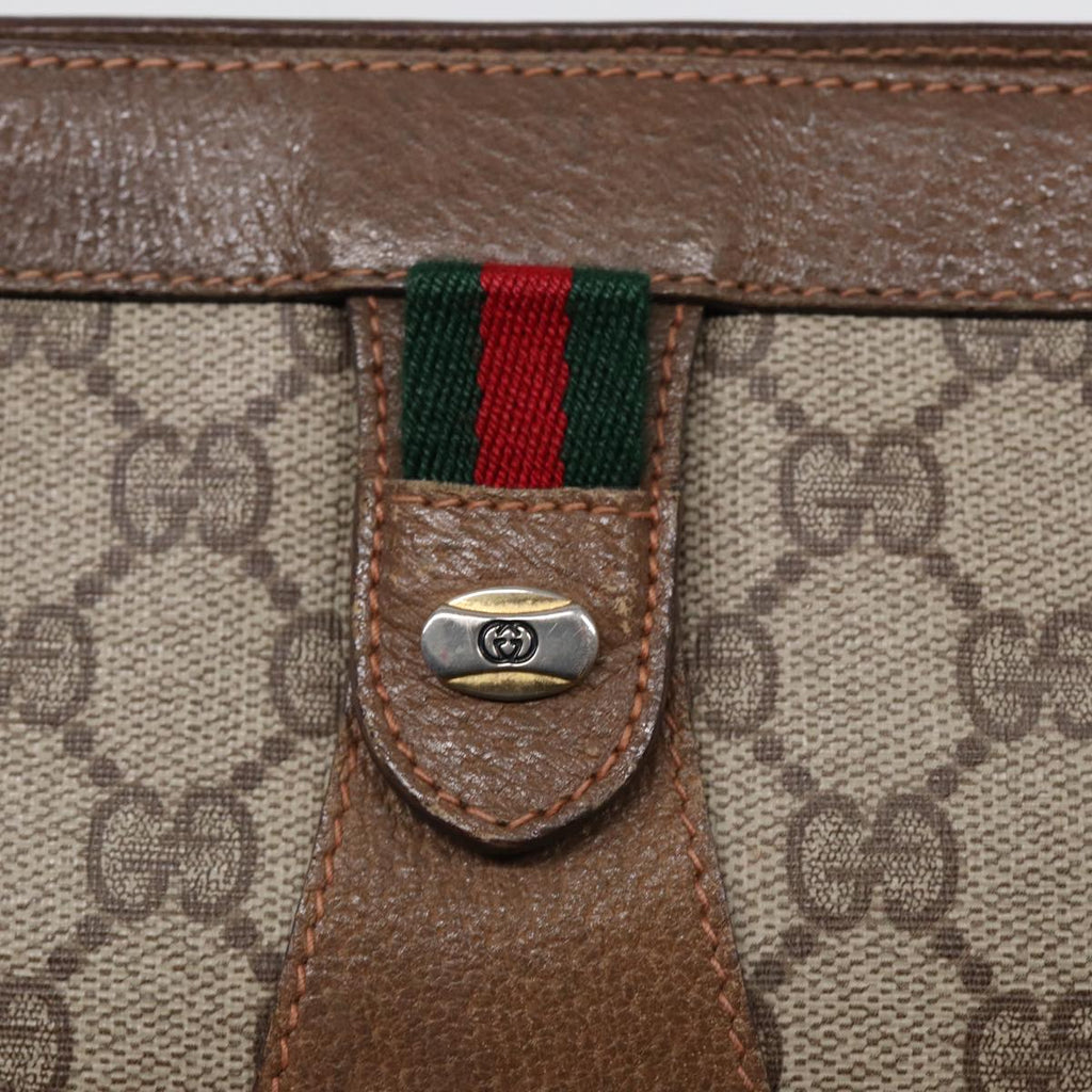 GUCCI GG Supreme Web Sherry Line Clutch Bag PVC Beige Red 89 01 033 87397