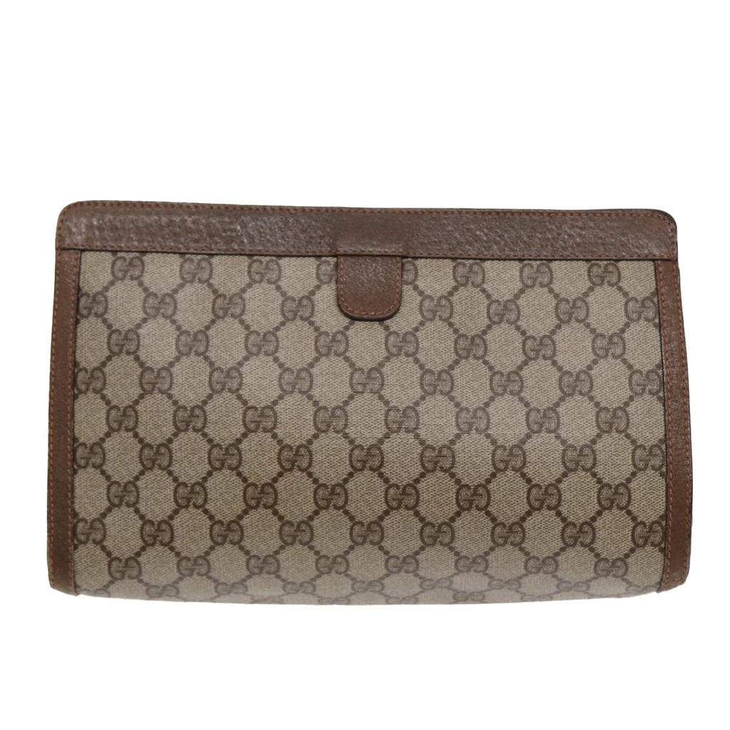 GUCCI GG Supreme Web Sherry Line Clutch Bag PVC Beige Red 89 01 033 87397