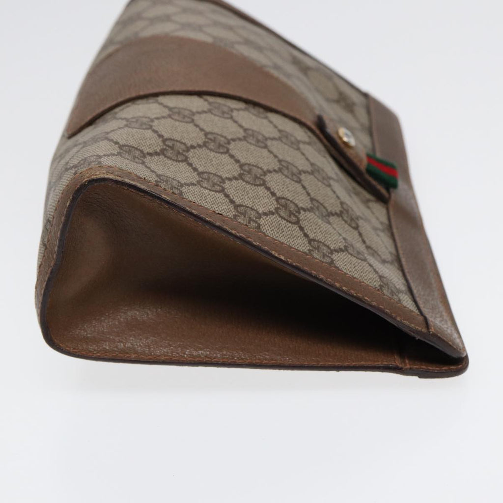 GUCCI GG Supreme Web Sherry Line Clutch Bag PVC Beige Red 89 01 033 87397