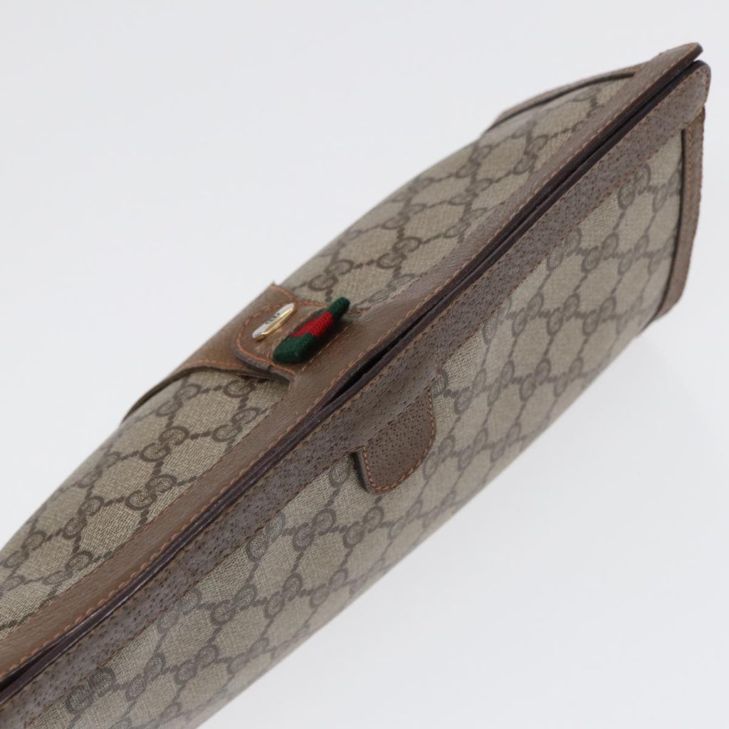 GUCCI GG Supreme Web Sherry Line Clutch Bag PVC Beige Red 89 01 033 87397