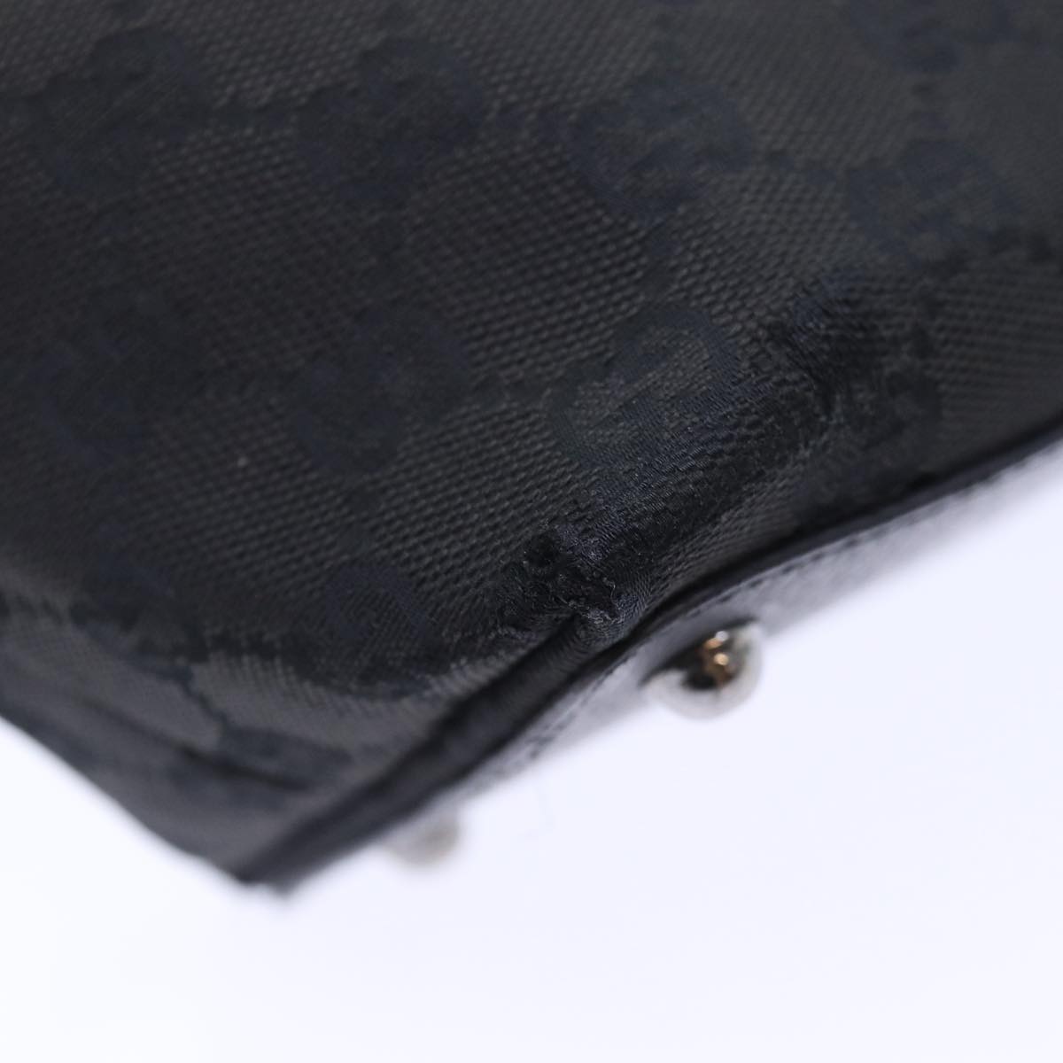 GUCCI GG Canvas Hand Bag Black Silver 120844 87404
