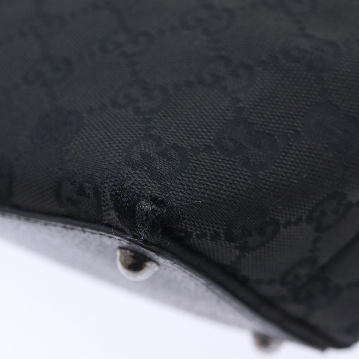 GUCCI GG Canvas Hand Bag Black Silver 120844 87404