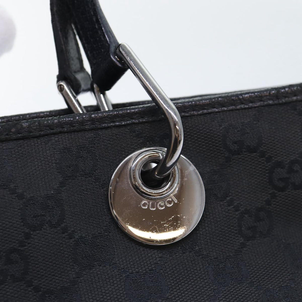 GUCCI GG Canvas Hand Bag Black Silver 120844 87404