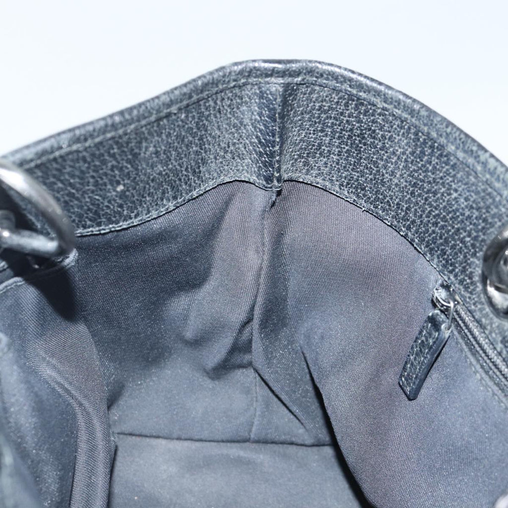 GUCCI GG Canvas Hand Bag Black Silver 120844 87404