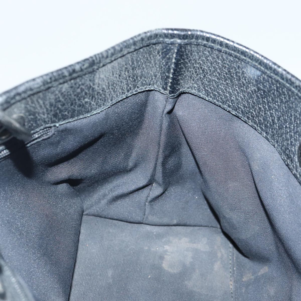 GUCCI GG Canvas Hand Bag Black Silver 120844 87404