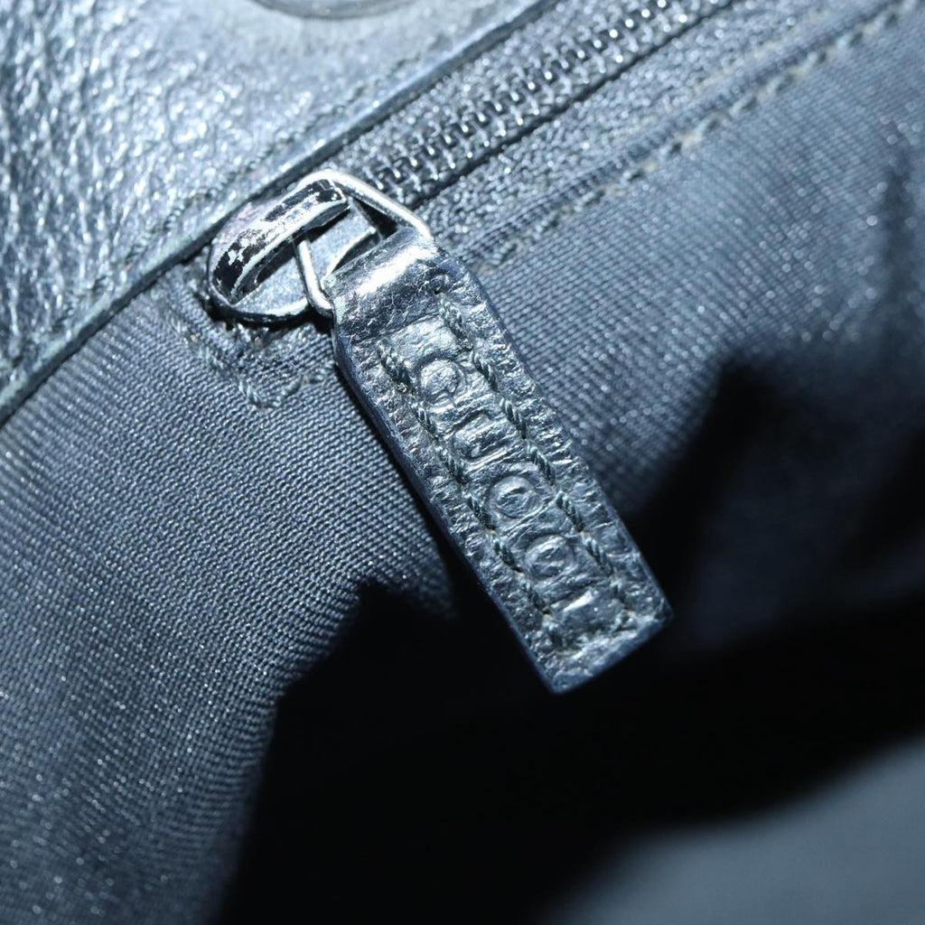 GUCCI GG Canvas Hand Bag Black Silver 120844 87404