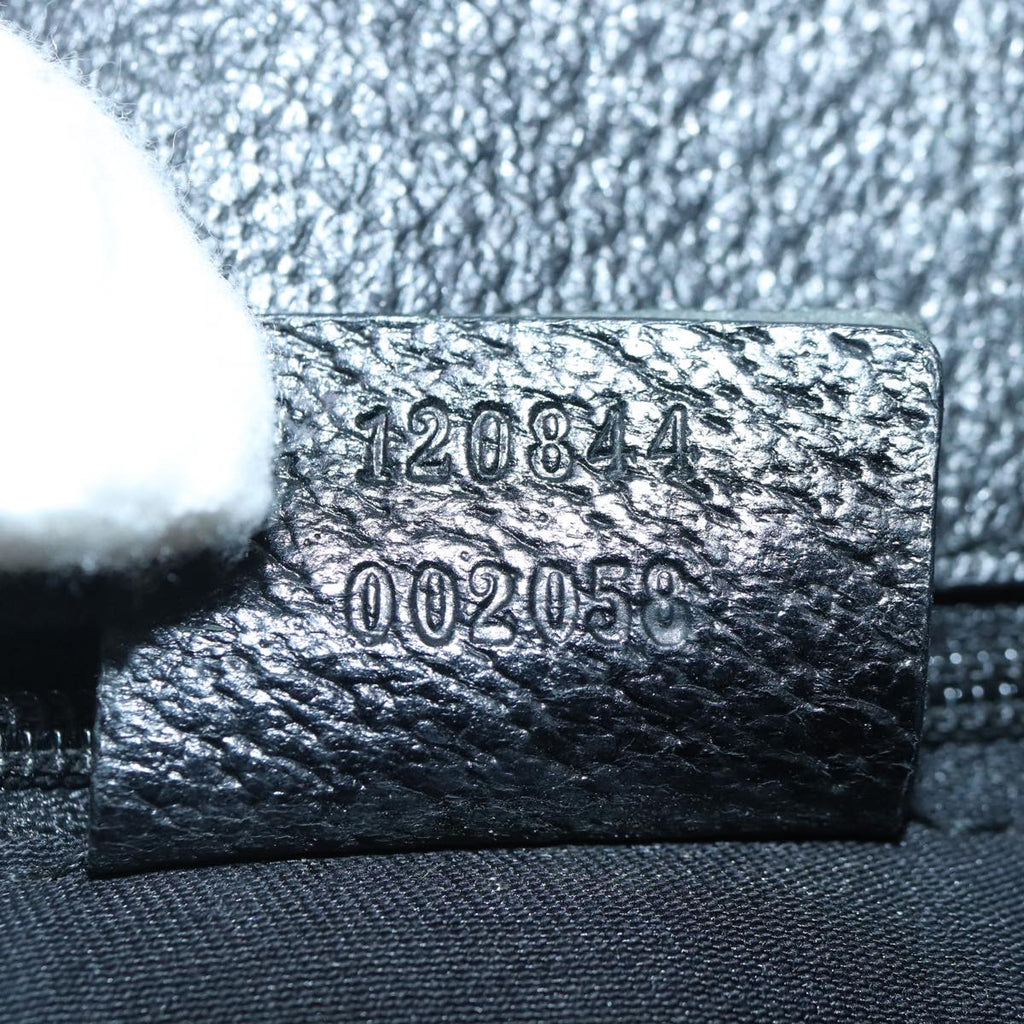 GUCCI GG Canvas Hand Bag Black Silver 120844 87404
