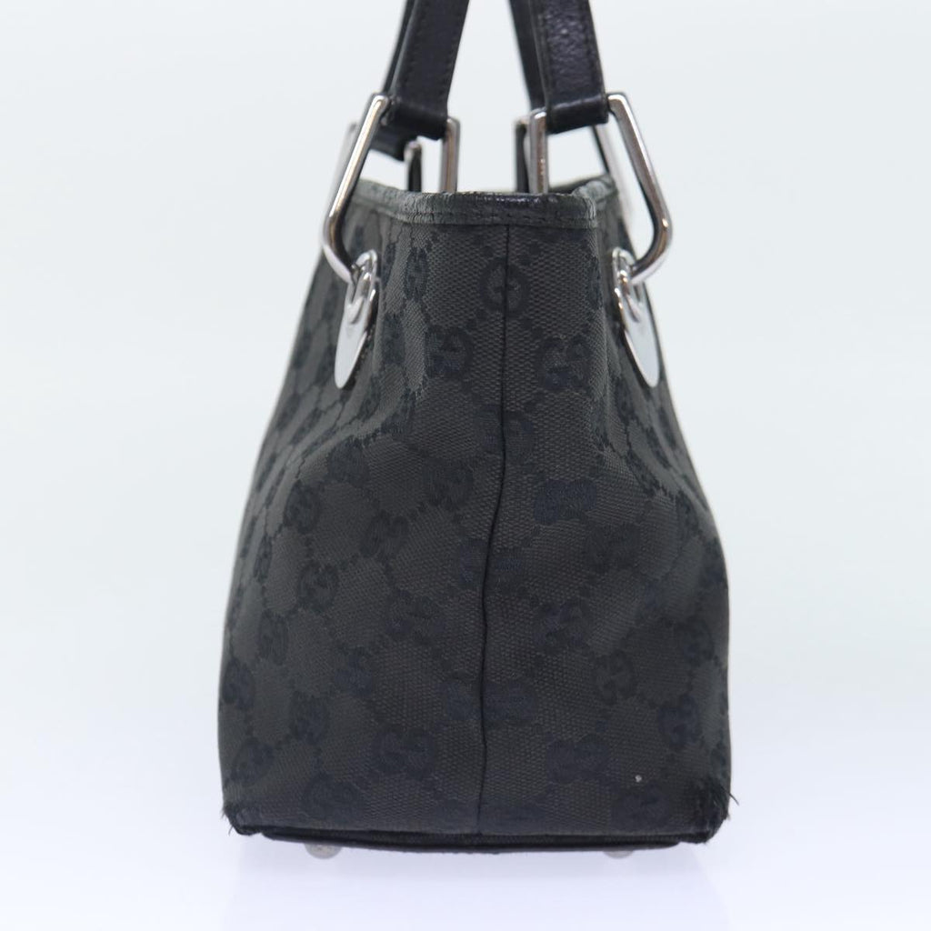 GUCCI GG Canvas Hand Bag Black Silver 120844 87404
