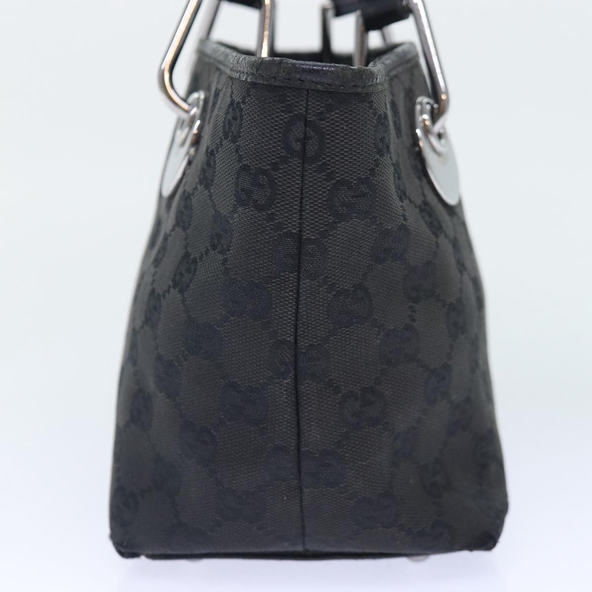 GUCCI GG Canvas Hand Bag Black Silver 120844 87404
