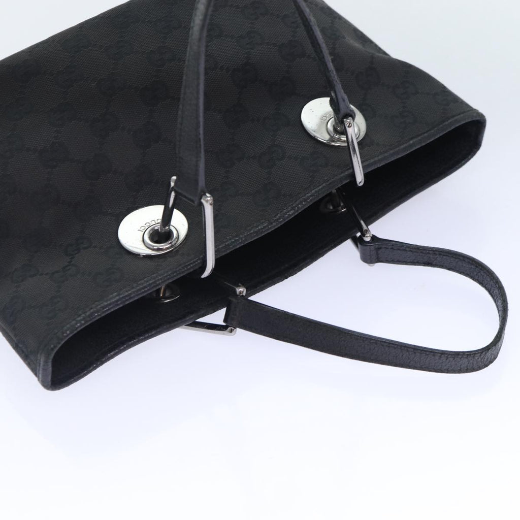 GUCCI GG Canvas Hand Bag Black Silver 120844 87404