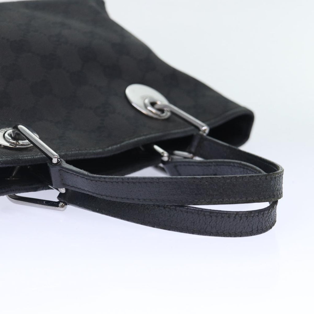 GUCCI GG Canvas Hand Bag Black Silver 120844 87404