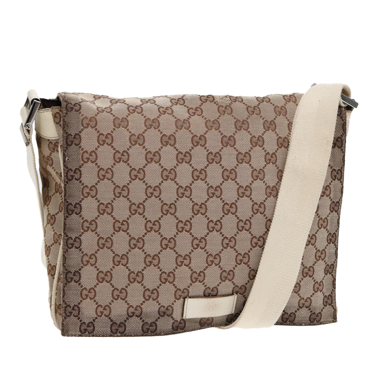 GUCCI GG Canvas Shoulder Bag Beige Silver 146236 87424