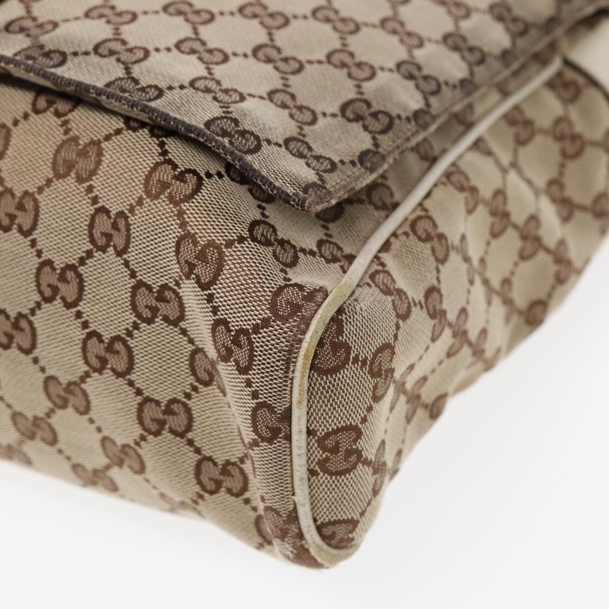 GUCCI GG Canvas Shoulder Bag Beige Silver 146236 87424