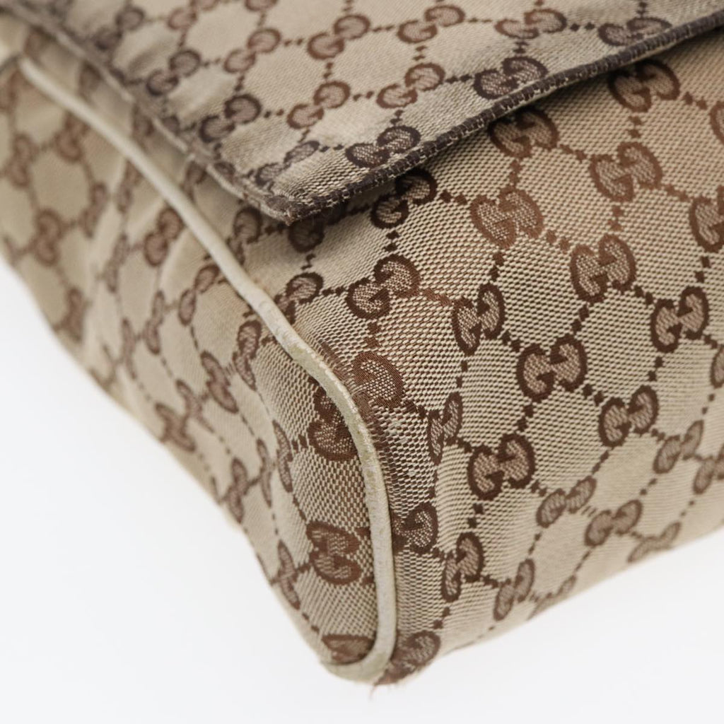GUCCI GG Canvas Shoulder Bag Beige Silver 146236 87424