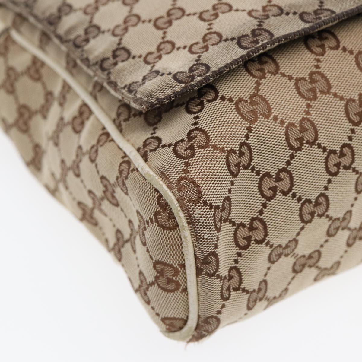 GUCCI GG Canvas Shoulder Bag Beige Silver 146236 87424
