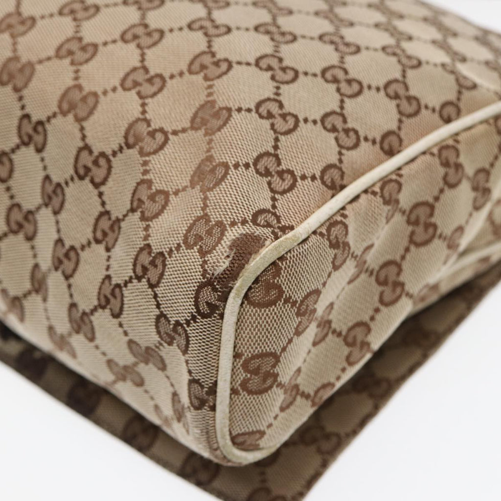 GUCCI GG Canvas Shoulder Bag Beige Silver 146236 87424