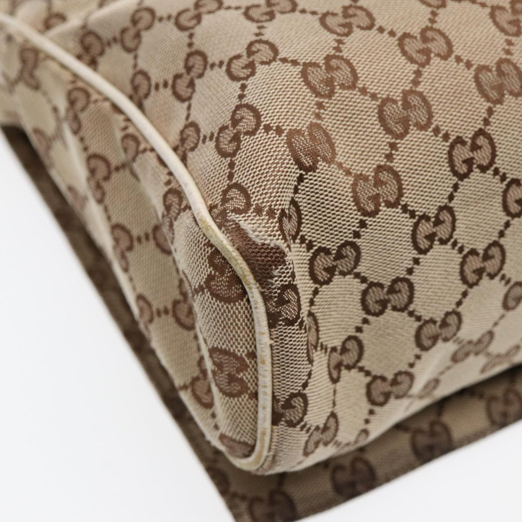 GUCCI GG Canvas Shoulder Bag Beige Silver 146236 87424