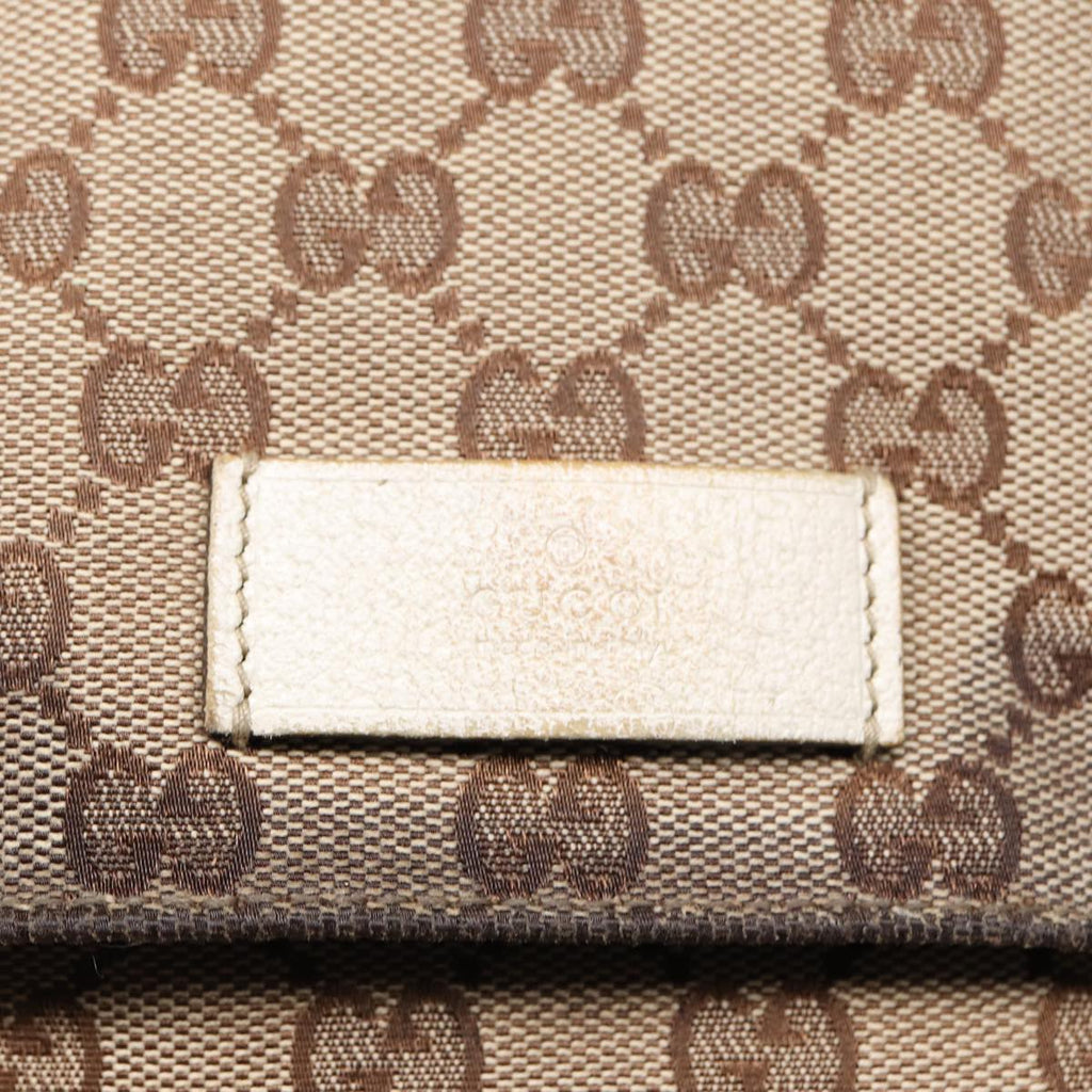 GUCCI GG Canvas Shoulder Bag Beige Silver 146236 87424