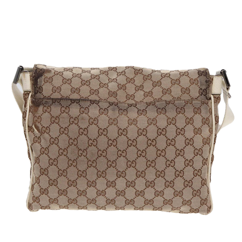 GUCCI GG Canvas Shoulder Bag Beige Silver 146236 87424