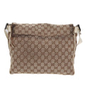 GUCCI GG Canvas Shoulder Bag Beige Silver 146236 87424
