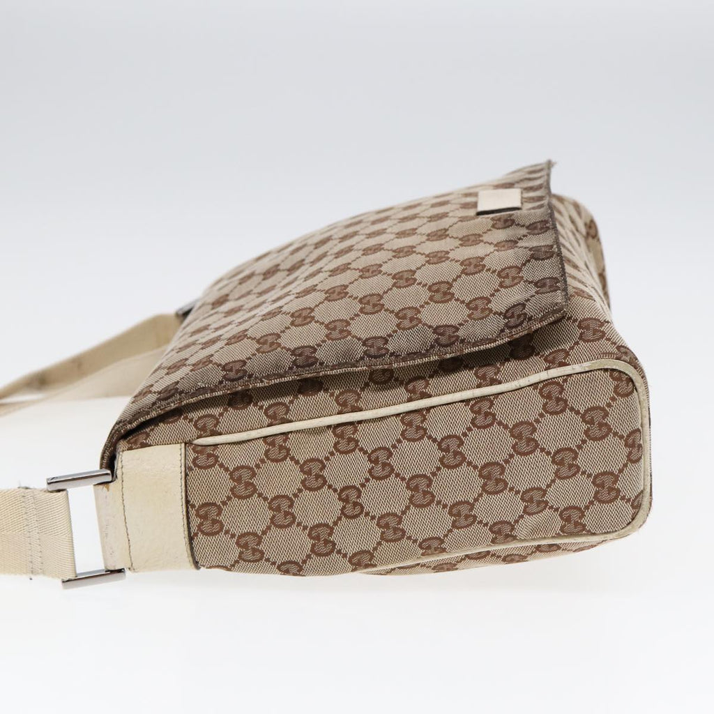 GUCCI GG Canvas Shoulder Bag Beige Silver 146236 87424