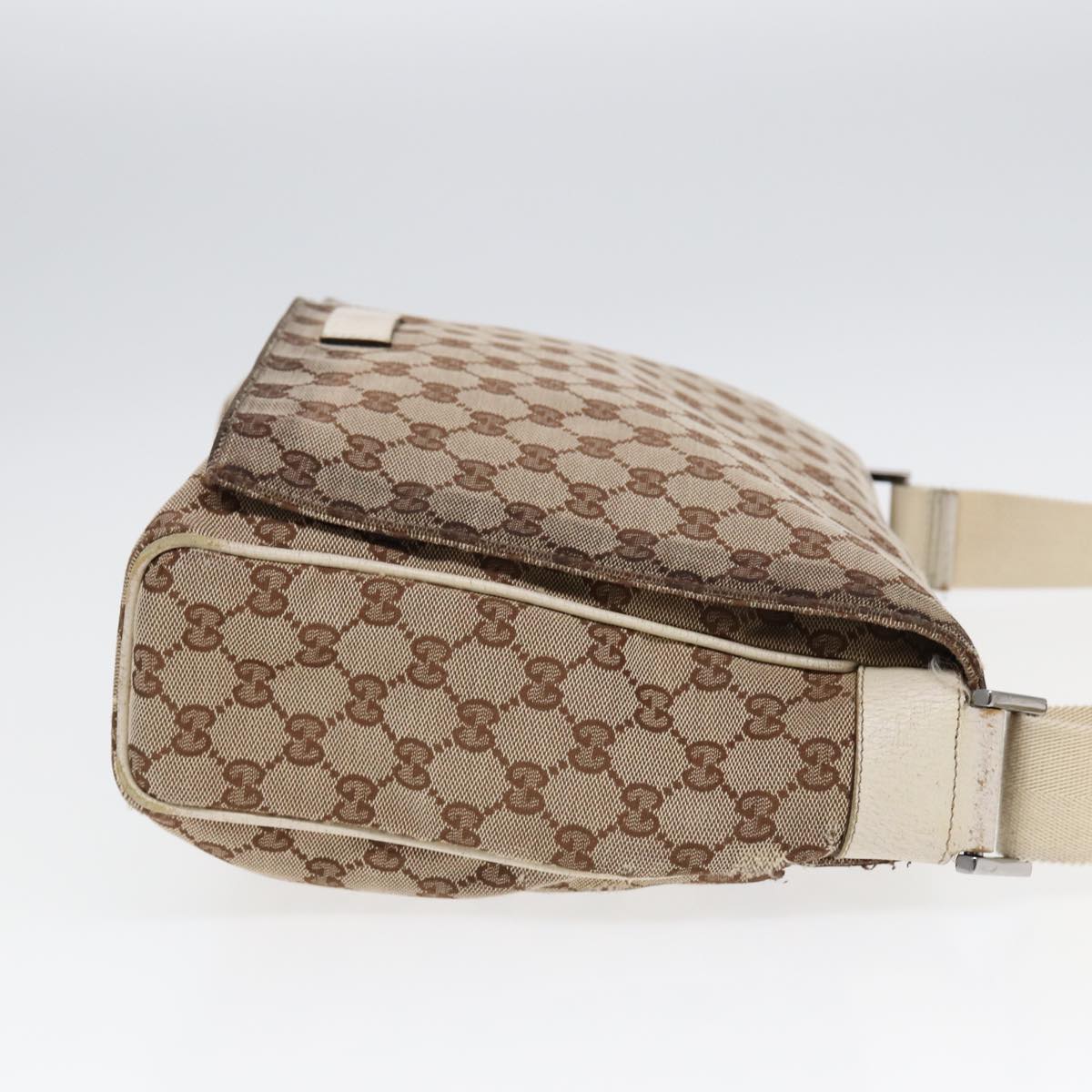 GUCCI GG Canvas Shoulder Bag Beige Silver 146236 87424
