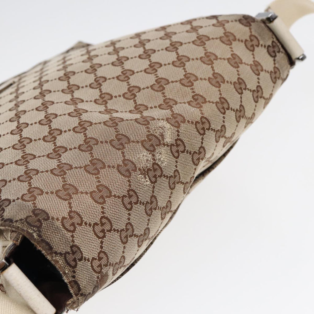 GUCCI GG Canvas Shoulder Bag Beige Silver 146236 87424