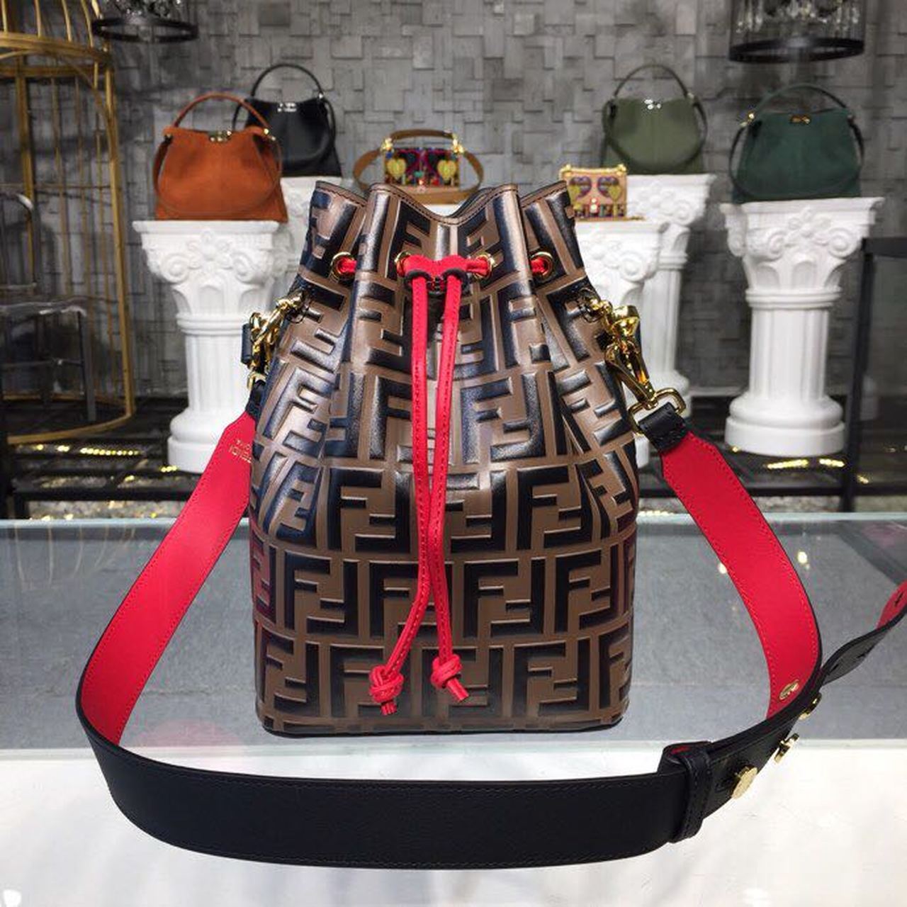 FI Mon Tresor Bucket Bag Brown For Women, Bags, Shoulder And Crossbody Bags 9in/23cm FF 8BT298A6AEF13VJ