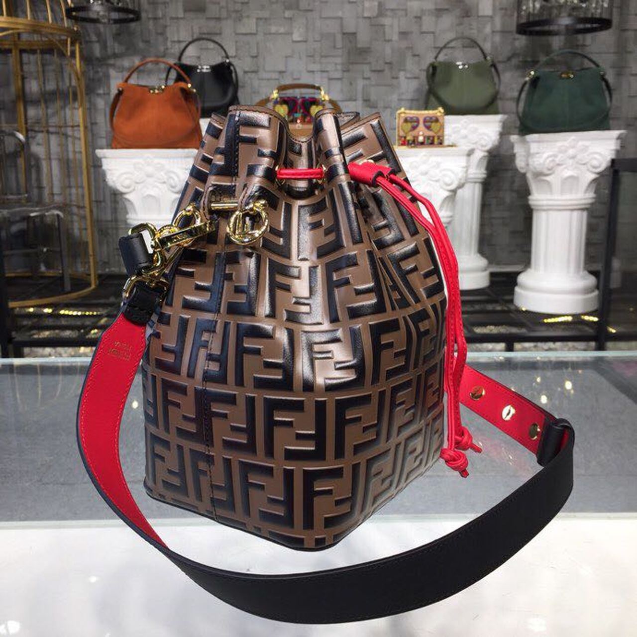 FI Mon Tresor Bucket Bag Brown For Women, Bags, Shoulder And Crossbody Bags 9in/23cm FF 8BT298A6AEF13VJ