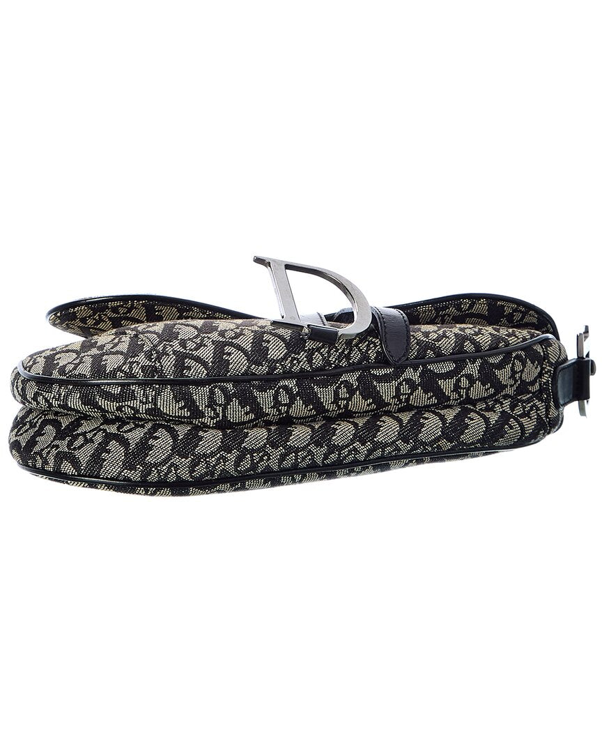 Dior Black Canvas Oblique Saddle Bag ( )