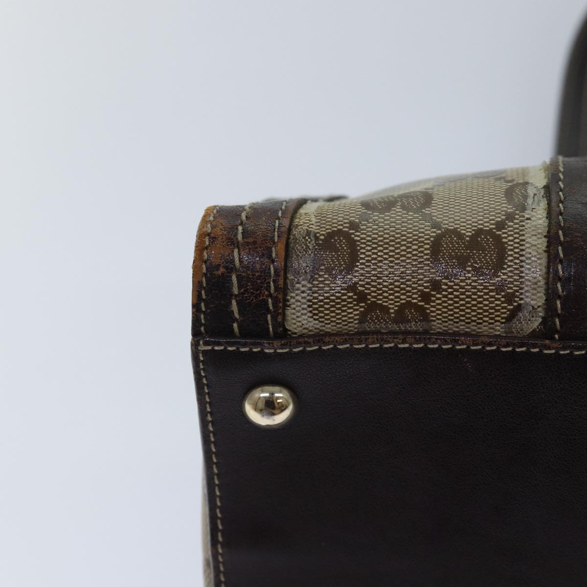GUCCI GG Canvas Hand Bag Coated Canvas Beige 87619