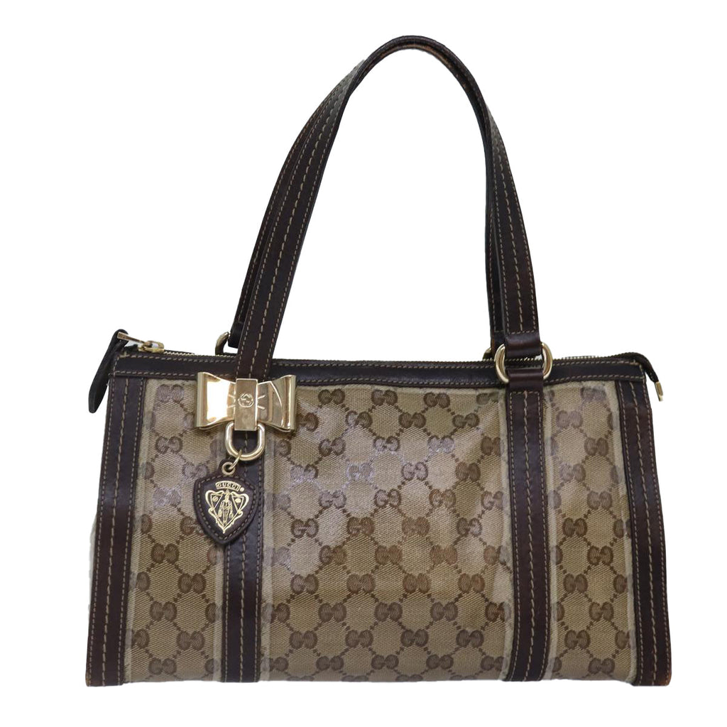 GUCCI GG Canvas Hand Bag Coated Canvas Beige 87619