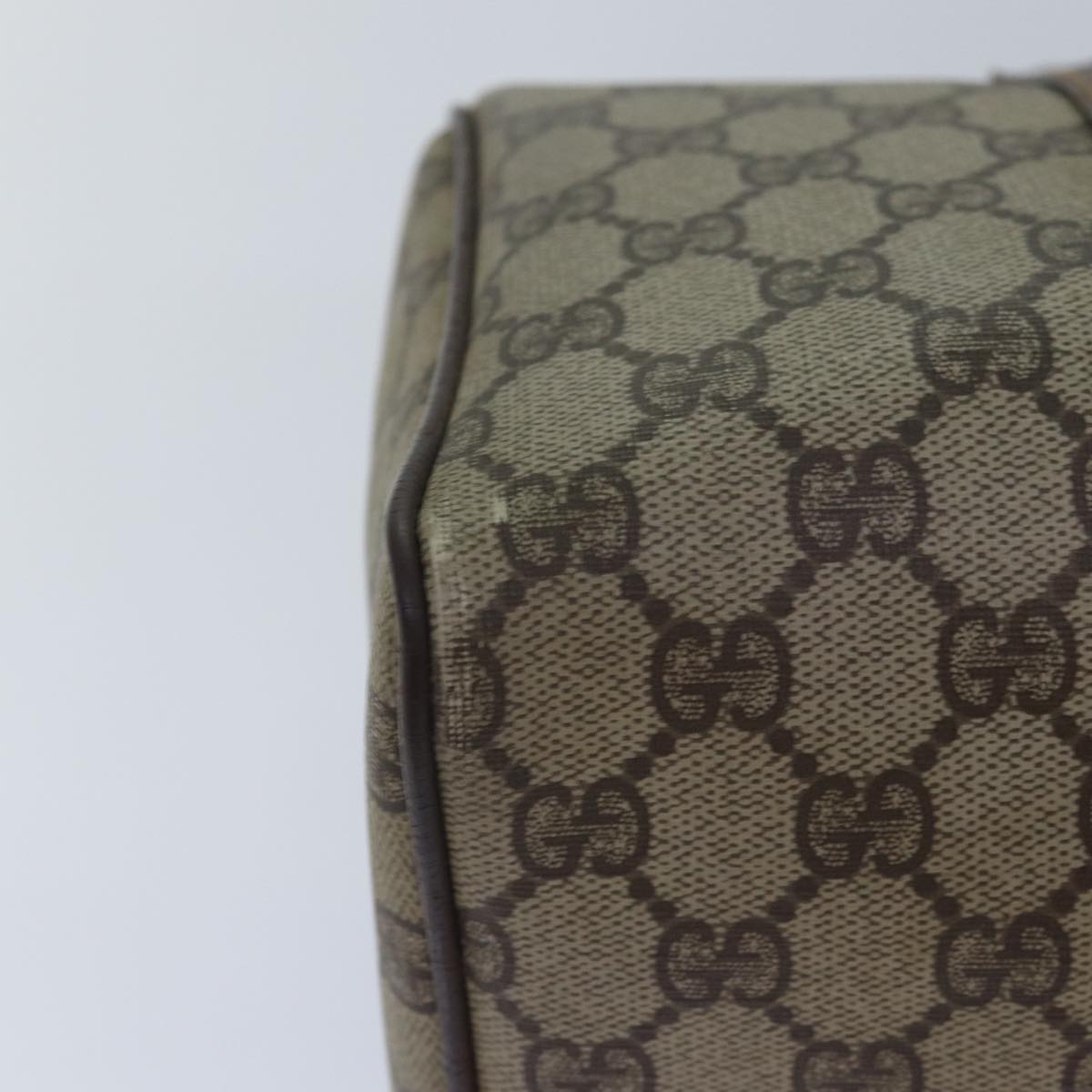 GUCCI GG Canvas Boston Bag PVC Leather Beige 87620