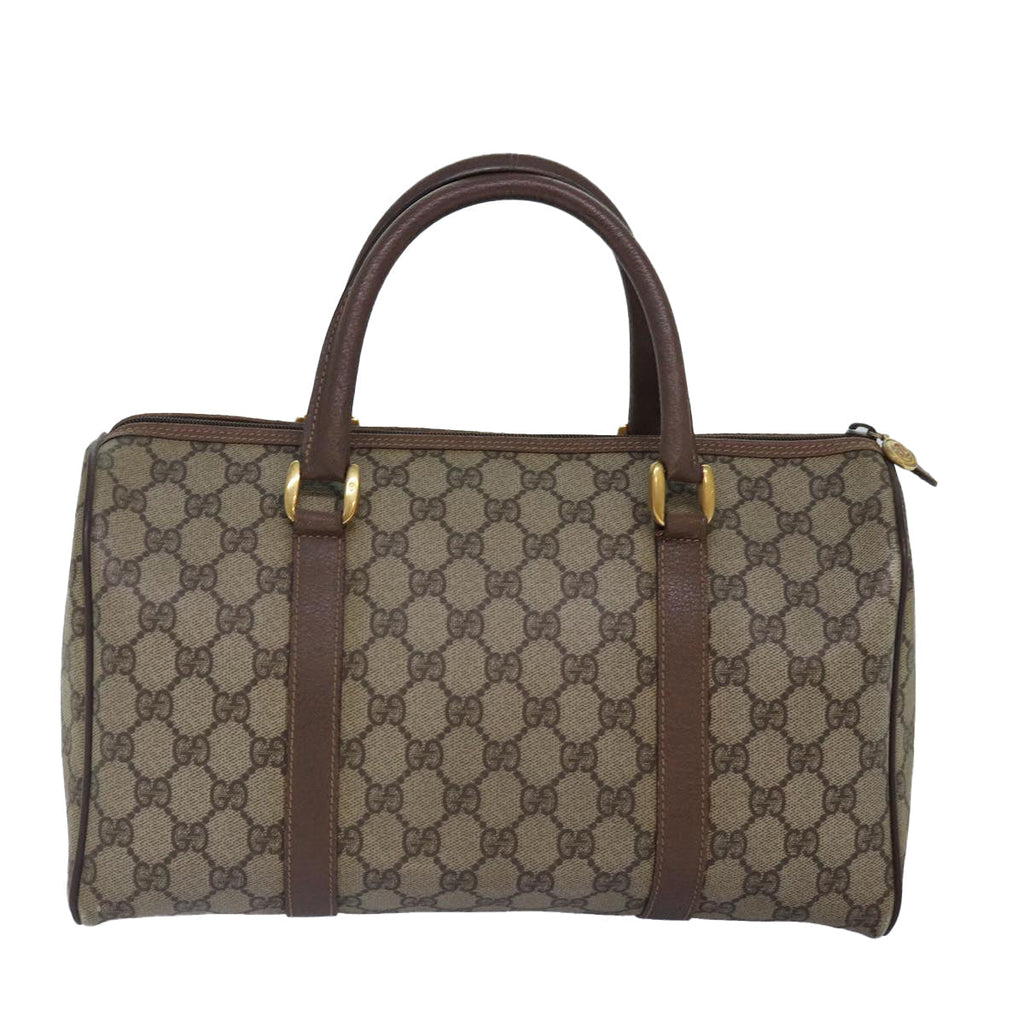 GUCCI GG Canvas Boston Bag PVC Leather Beige 87620