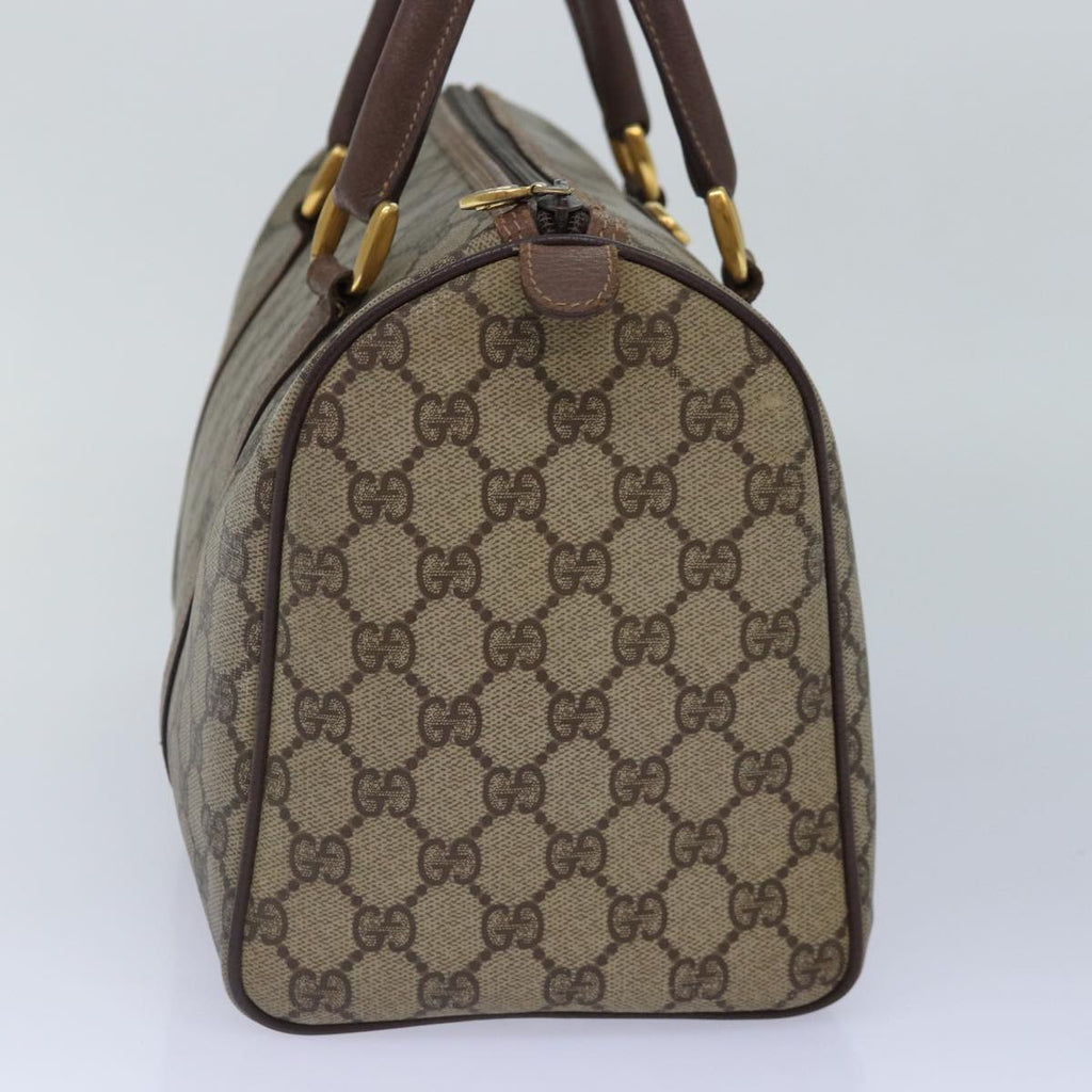 GUCCI GG Canvas Boston Bag PVC Leather Beige 87620