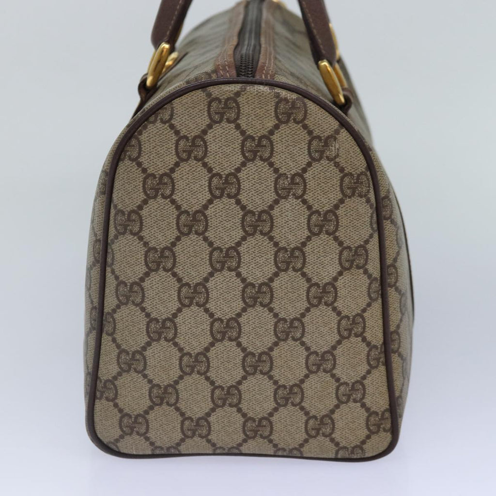 GUCCI GG Canvas Boston Bag PVC Leather Beige 87620