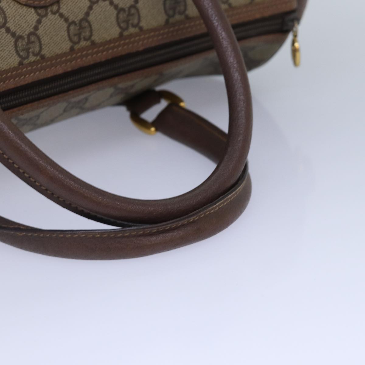 GUCCI GG Canvas Boston Bag PVC Leather Beige 87620